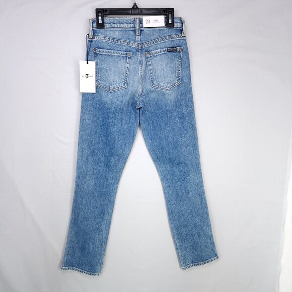 7 for All Mankind Edie Jeans Size 23 High Waist Crop Straight Leg Button Fly - Picture 2 of 16